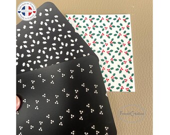Texture stencil for polymer clay, CHRISTMAS Holly pattern, texture sheet for polymer clay in flexible and resistant PVC