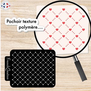 Texture stencil for polymer clay &quot;mini hearts&quot; pattern, texture sheet for polymer clay in flexible and resistant PVC