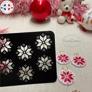 Christmas Cross Stitch Polymer Clay Texture Stencil, PVC Polymer Clay Texture Sheet, Scandinavian Christmas