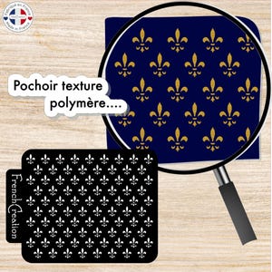 Polymer clay texture stencil with Fleur de Lys pattern, texture sheet for polymer clay in flexible and resistant PVC