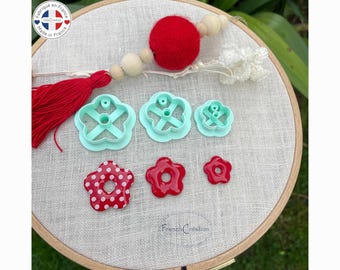 Set of 3 Flower Cutters 5 Petals, Daisy, for Polymer Clay, Clay Cutter, Polymer Clay Cutter
