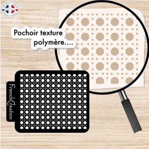Texture stencil for polymer clay &quot;rattan cane&quot; pattern, texture sheet for polymer clay in soft and resistant PVC