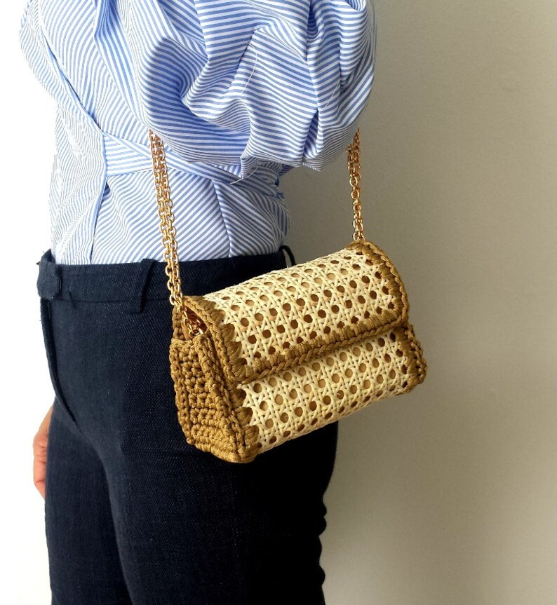 WOOVEN_CANE_ Shoulder_Bag in Natural ColorCrochet_BagDouble Etsy