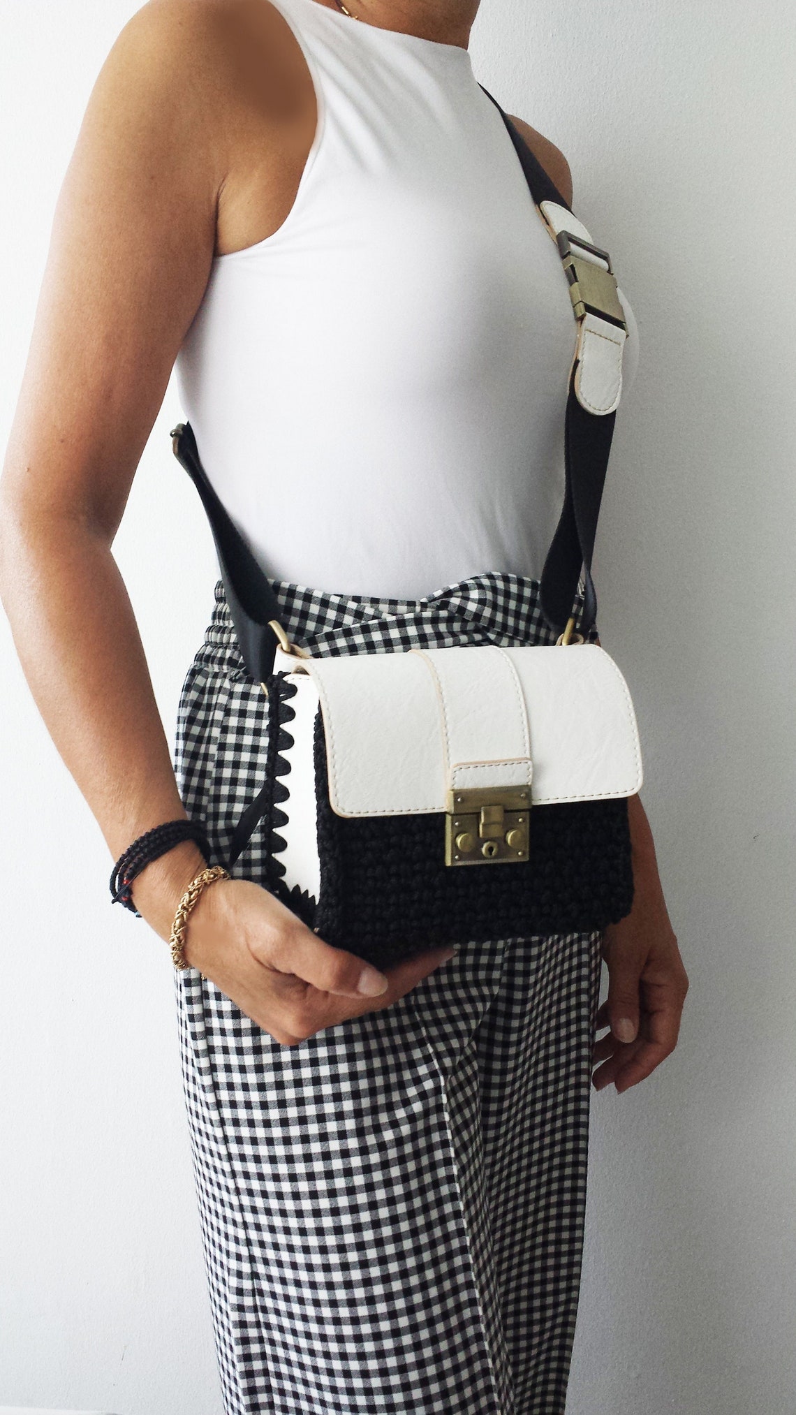 WAIST_BAG / bum_bag/ Fanny_pack/ bike white_and_black Etsy