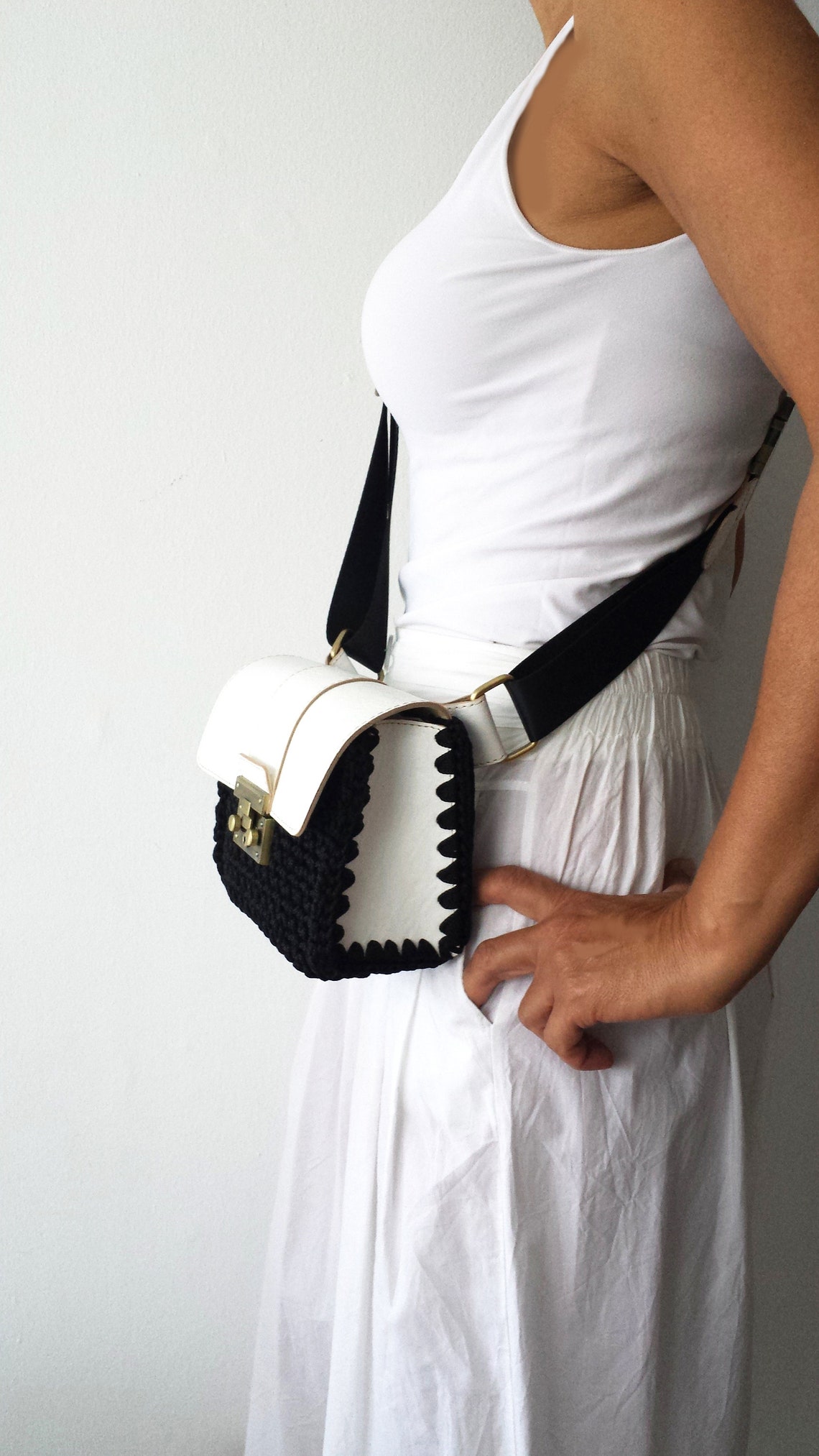 WAIST_BAG / bum_bag/ Fanny_pack/ bike white_and_black Etsy