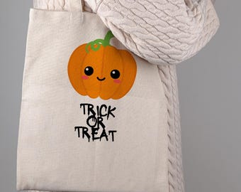 Bolsa de mano de Halloween con forma de calabaza y dulces, color blanco