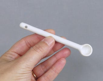 Slim 4" Ceramic Spoon - glossy white handmade pottery spoon