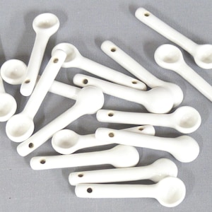 Tiny Ceramic Spoon -  glossy white handmade pottery spoon: for salt, spices