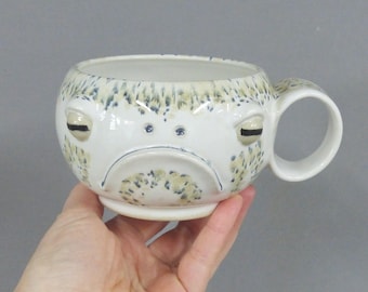 Desert Rain Frog Mug - Grumpy Amphibian handmade coffee mug, Angry but Cute Frog Face Mug