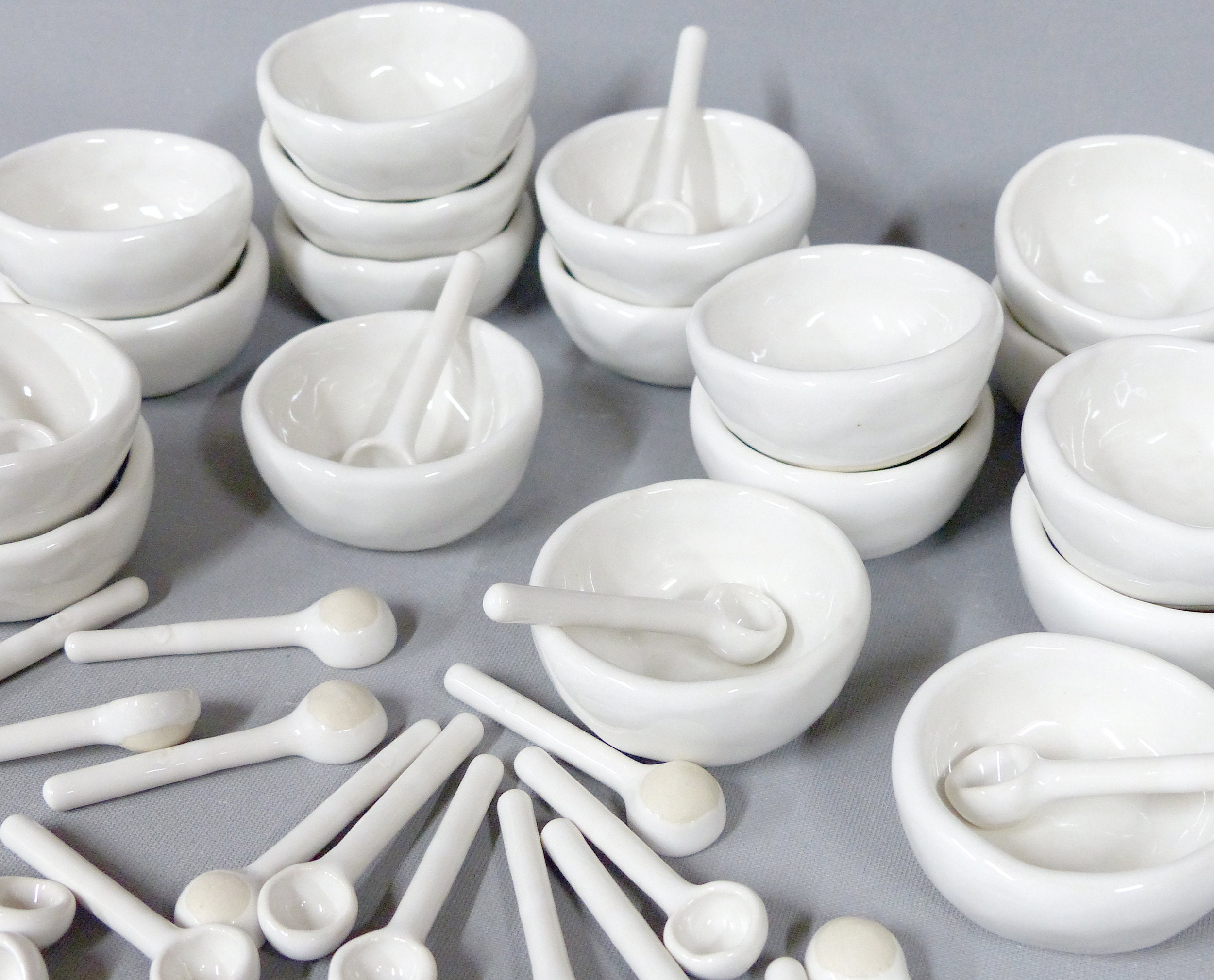 Mini Individual Salt Cellar OR Spoon - Tiny Ceramic Pinch