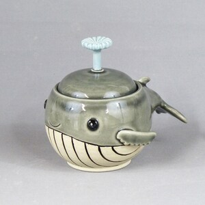 手作り陶器製クジラ型シュガーボウル：石器製蓋付き瓶 - Etsy 日本