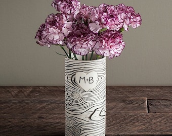 Personalized Faux Bois Porcelain Vase - Made To Order
