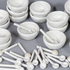 Mini Individual Salt Cellar OR Spoon - tiny ceramic pinch pot bowl or spoon, for salt, sugar, sprinkles, fancy dinner place setting