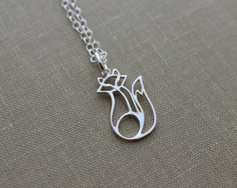 Sterling silver fox necklace - Woodland Necklace - 925 sterling silver, wild animal necklace, small charm necklace, gift for her