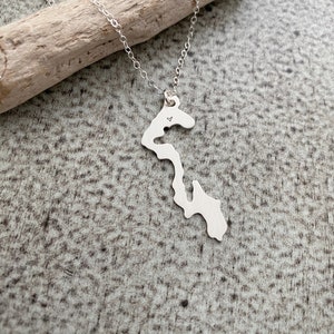 Whidbey Island silhouette Necklace -  Washington State 925 sterling silver - Heart design over your city / location - Hometown jewelry