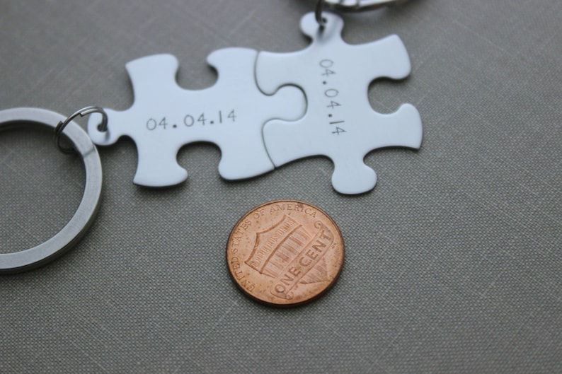 Interlocking Puzzle Keychain Set - Set of 2 - Stainless Steel - Hand ...