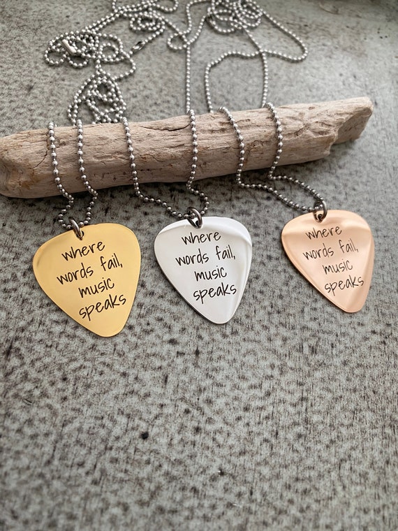 Where Words Fail Music Speaks Engraved Stainless Steel Guitar