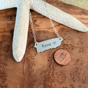 Puerto Rico Necklace - Hand stamped Home necklace - Pewter charm with Sterling silver chain - Heart design - custom image 3