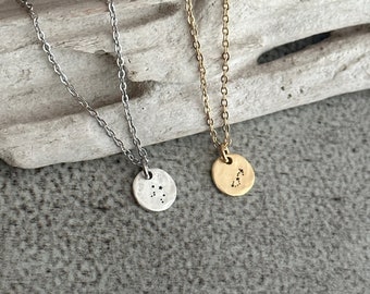 Zodiac Constellation Necklace - Birthday Gift for her - message card horoscope necklace Pewter and stainless steel silver or gold