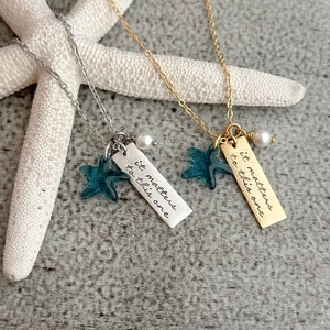 Starfish necklace - it matters to this one quote necklace - Teacher gift idea from student gold or silver pewter with crystal starfish