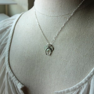 Sterling silver horseshoe - Personalized Charm Necklace with Genuine Sea glass and mini Initial Charm Made to Order Wedding Bridesmaid Gift image 3
