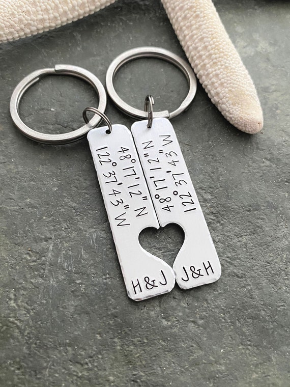Personalized coordinates best sale keychain