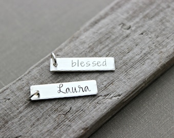 Add a Sterling Silver name bar Charm to Any sterling Charm Necklace in My Shop