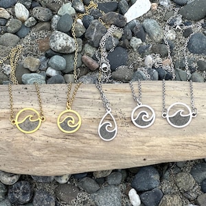 Whidbey Island beach sand necklace, stainless steel wave necklace with beach sand, Washington State, Home necklace, Beach jewelry, wave gift image 1