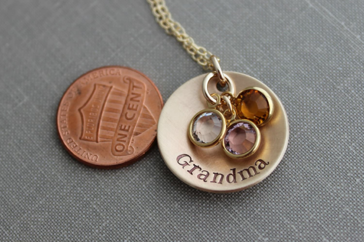 Hand Stamped Bronze and 14k Gold Filled Chain Grandma Necklace ...