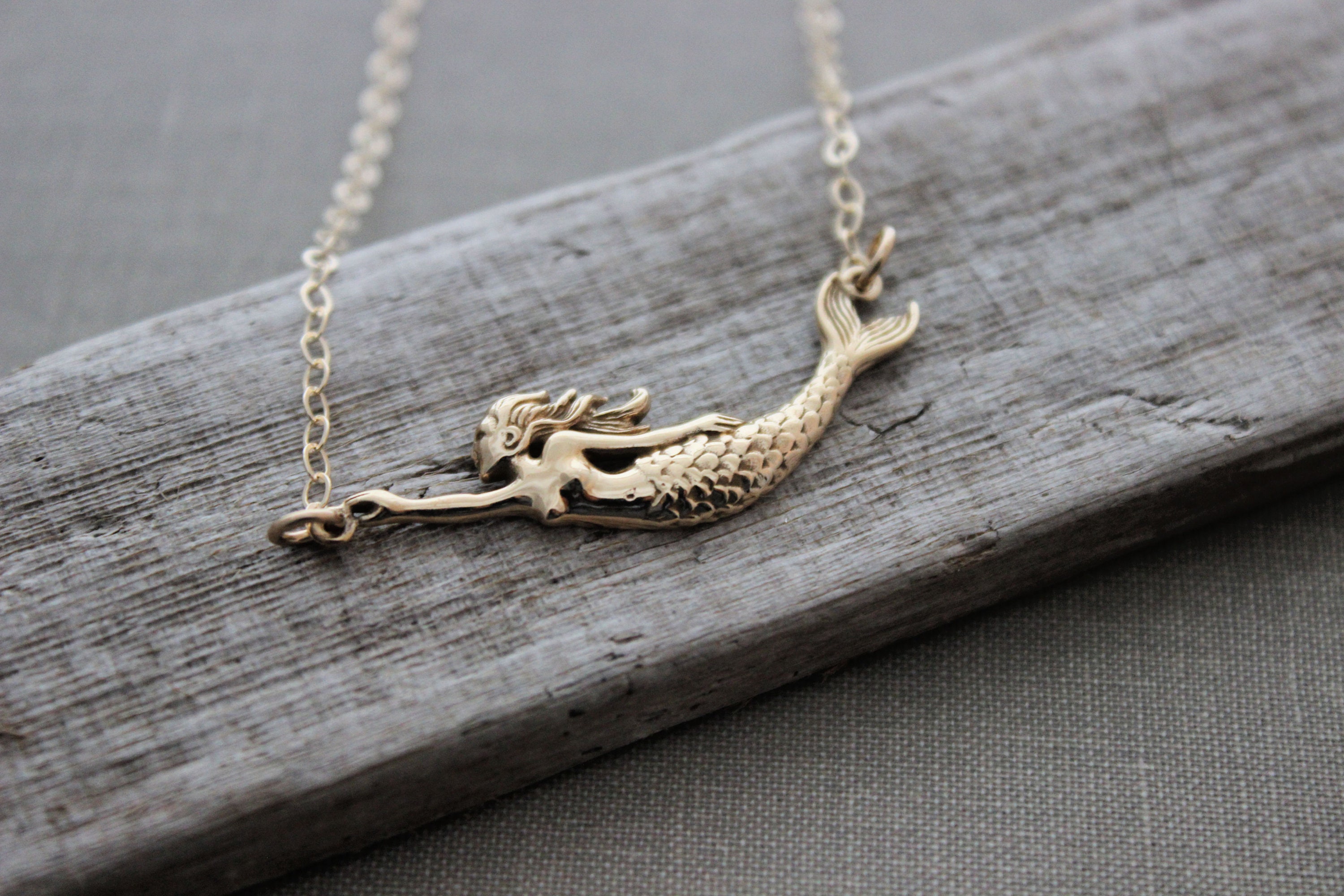 Mermaid Jewelry for Women Solid Bronze- Mermaid Necklaces for Women, Mermaid Gifts for Adults, Solid Bronze Mermaid Necklace, Little Mermaid  Gift Ideas for Adults