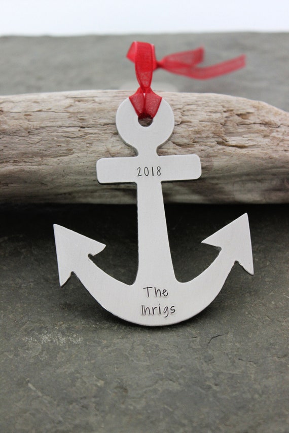 Nautical Anchor Ornament Christmas Tree Ornament Silver Etsy