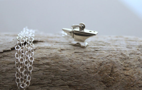 add to your charm bracelet necklace or keyring Sterling silver tiny tool charm anvil diy jewelry metal worker jewelry maker