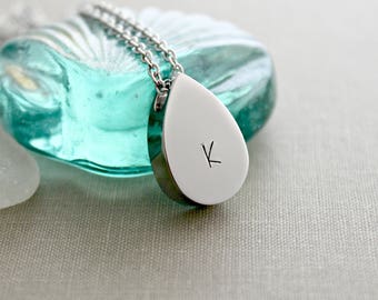 Teardrop Urn Pendant - Cremation locket - Stainless Steel - Personalized memorial Charm - Can be Customized with initials - memorial jewelry