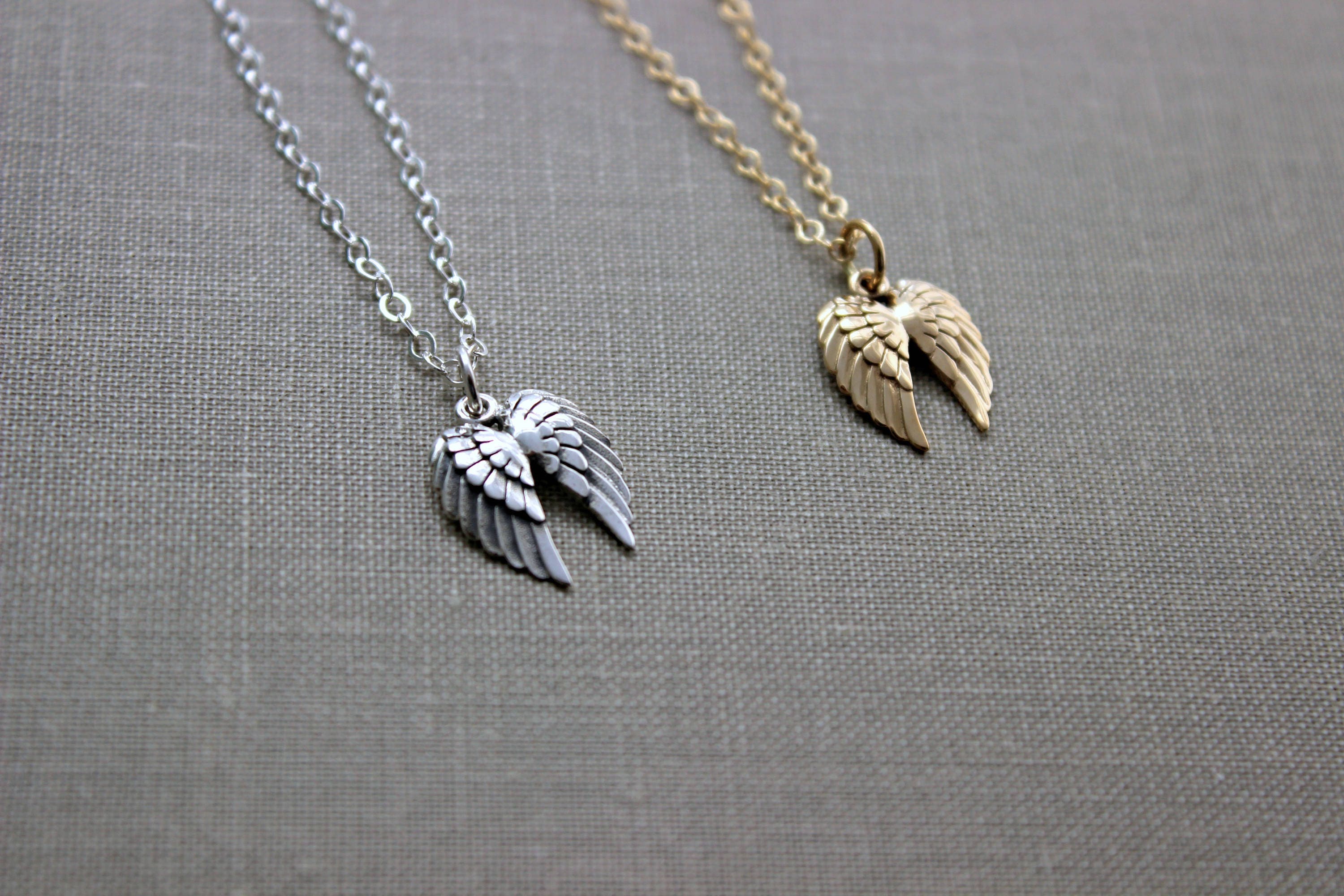 Bronze Double Angel Wing Necklace 