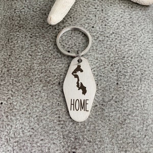 Whidbey Island Motel keychain - engraved stainless steel - home - gift idea