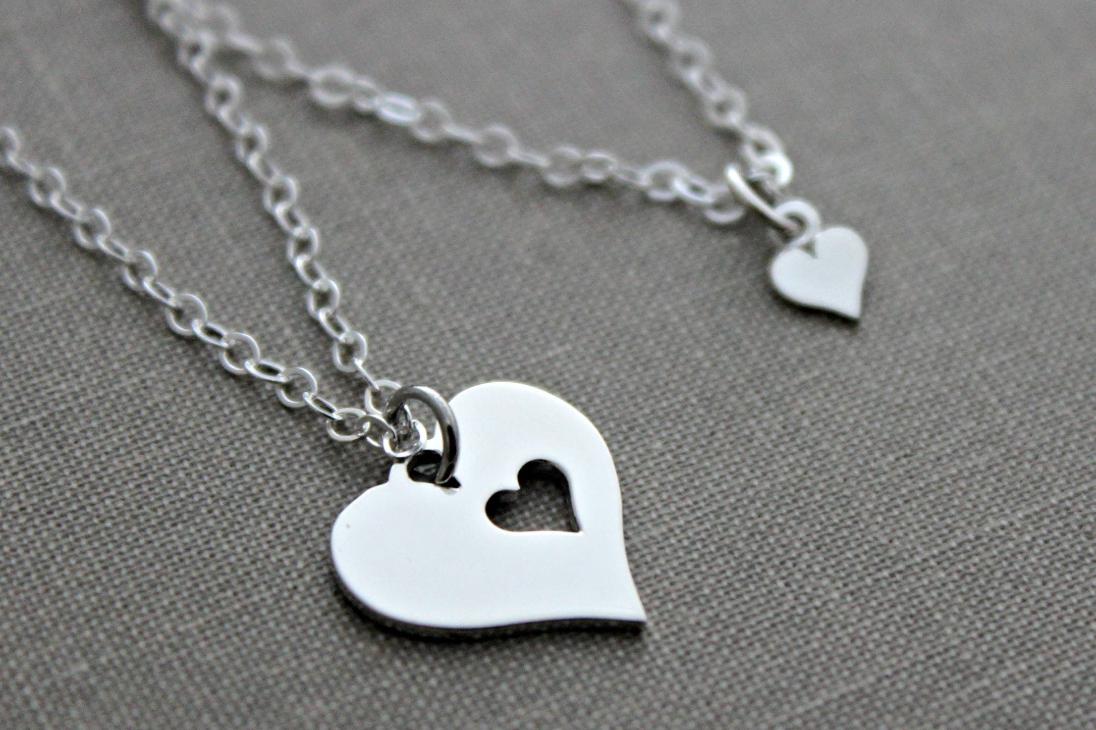 Mother and Daughter Heart Necklace set sterling silver A piece of my heart Mommy Me Valentine s day Gift idea for mom daughter Etsy