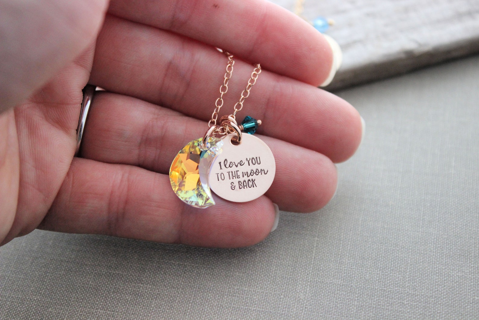 925 Sterling Silver I Love You To The Moon and Back Necklace Mandala Pendant 24k Gold Inscribed