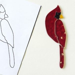 Kit de vitrales precortados con forma de cardenal pequeño