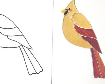 Pre-cut Stained Glass Female Cardinal Kit