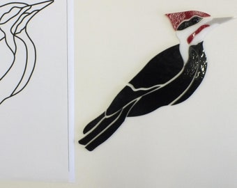Pre-Cut Stained Glass Pileated Woodpecker Kit