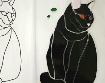 Pre-Cut Stained Glass Black Cat Kit