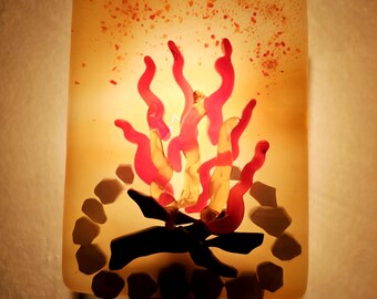 Fused Glass Campfire Night Light