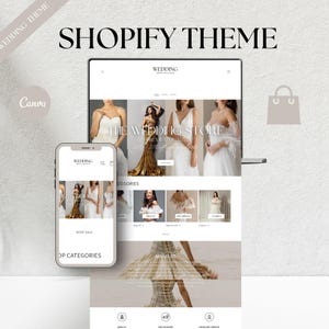 Tema Shopify de casamento | Design mínimo do Shopify | Modelo Shopify | Modelos editáveis do Canva | Shopify 2.0 | Modelos editáveis do Canva