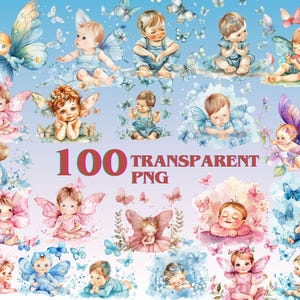 Watercolor Cute Butterfly babies Clipart Spring Summer Bug Nursery Sublimation, Kawaii Butterflies Lover Birthday 100 Baby Shower Bundle Png