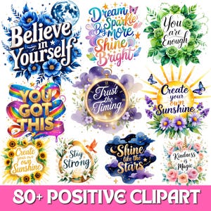 Inspirational Quotes Clipart, Positive Affirmation, Motivational Phrase Illustrations, Positive Art, Self Believe PNG, Inspirational PNG