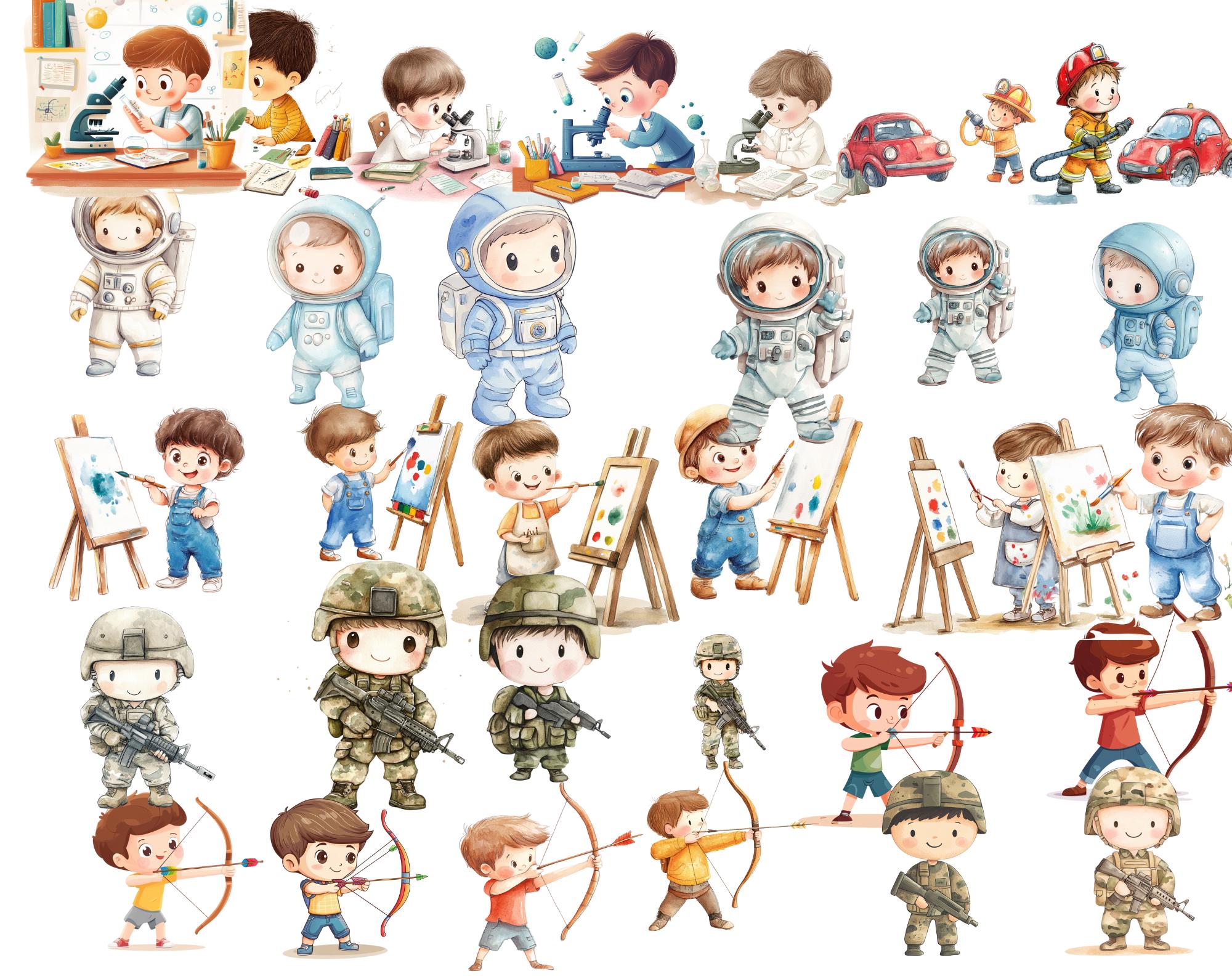 750 PNG Boys Watercolor Clipart Bundle Cute Little Boy Images, Children ...