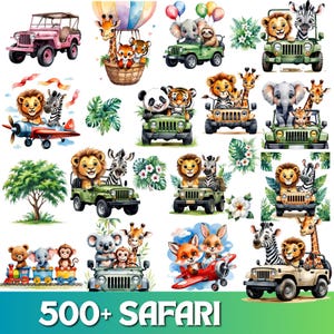 500+ Safari Animals Clipart, Lion, Giraffe, Nursery Art, Jungle Clipart, Cute Baby Animals Safari animals watercolor clipart baby shower PNG