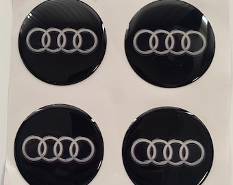 Set x 4 Self Adhesive Silicone Stickers Logo for Wheel Center Hub Caps / Rims Tuning / Epoxy Resin Emblem