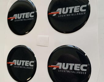 Excellent Quality / Set x 4 Self Adhesive Silicone Stickers Logo Autec for Wheel Center Hub Caps / Rims Tuning / Epoxy Resin Emblem