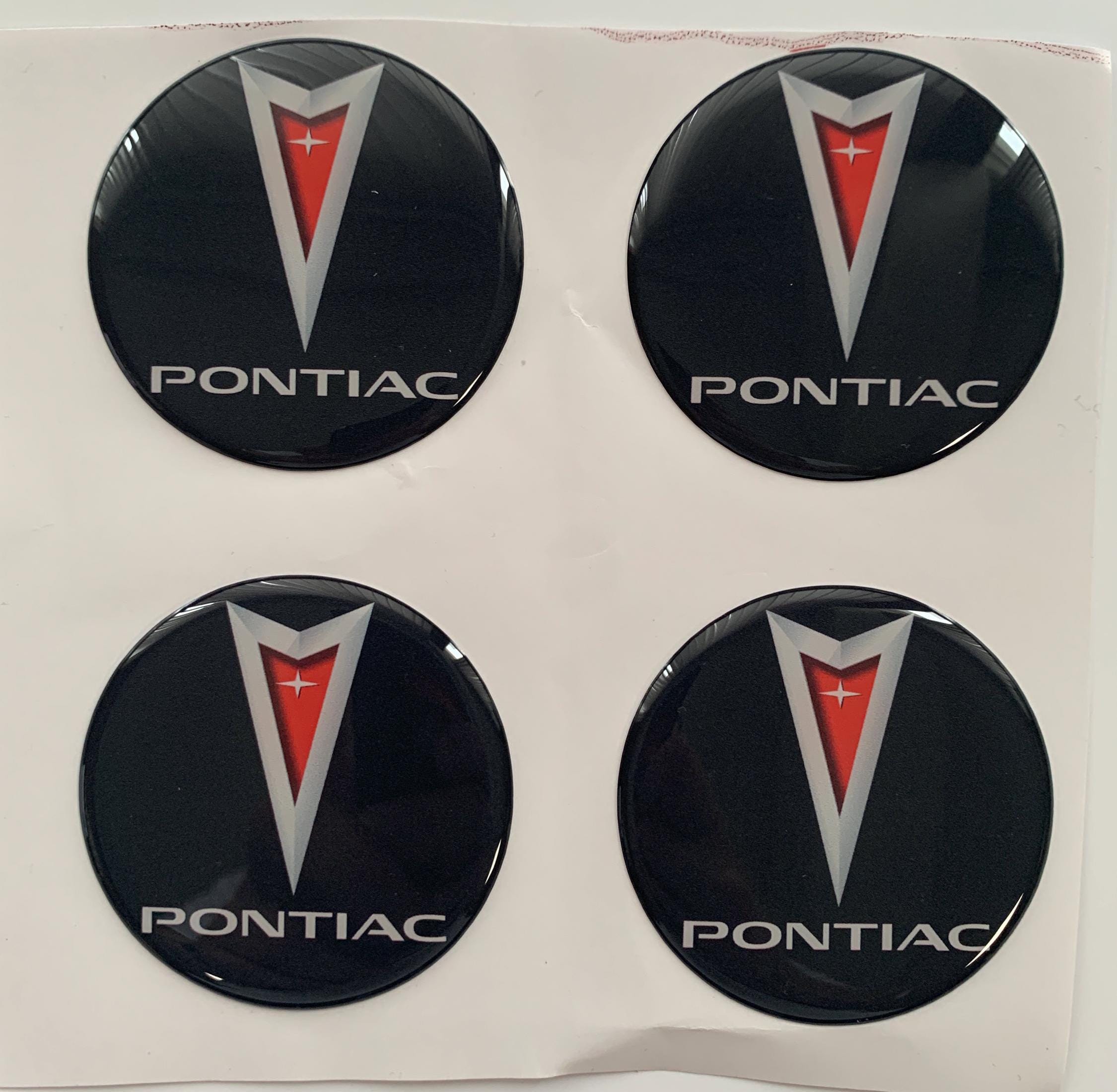 Pontiac Logo Decal Stickers For Wheel Center Caps – 4 Pack, Red, 1-inch, Anti-Fade